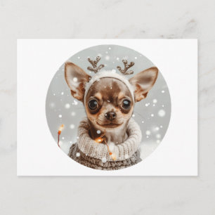 Kerst Chihuahua Rendier Hond Briefkaart