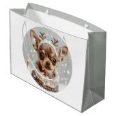 Kerst Chihuahua Rendier Hond Groot Cadeauzakje (Achterkant Gekanteld)