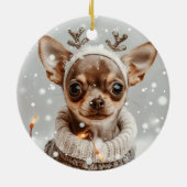 Kerst Chihuahua Rendier Hond Keramisch Ornament (Achterkant)