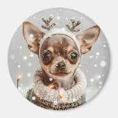 Kerst Chihuahua Rendier Hond Magneet (Voorkant)