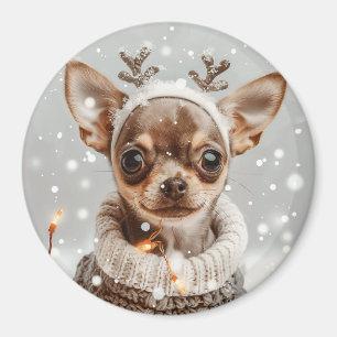 Kerst Chihuahua Rendier Hond Magneet
