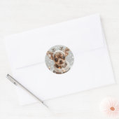 Kerst Chihuahua Rendier Hond Ronde Sticker (Envelop)