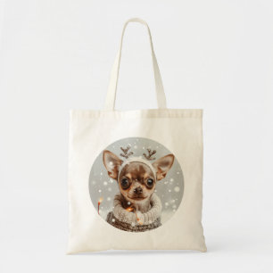 Kerst Chihuahua Rendier Hond Tote Bag