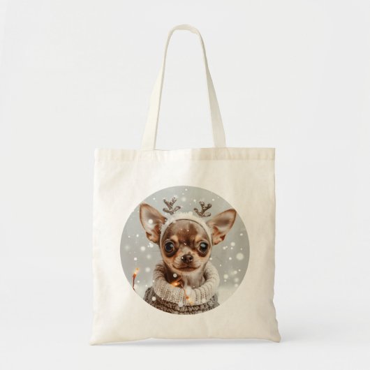 Kerst Chihuahua Rendier Hond Tote Bag (Voorkant)