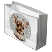Kerst Chihuahua Rendierhond Groot Cadeauzakje (Voorkant Gekanteld)
