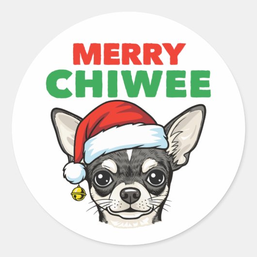 Kerst Chihuahua Ronde Sticker (Voorkant)