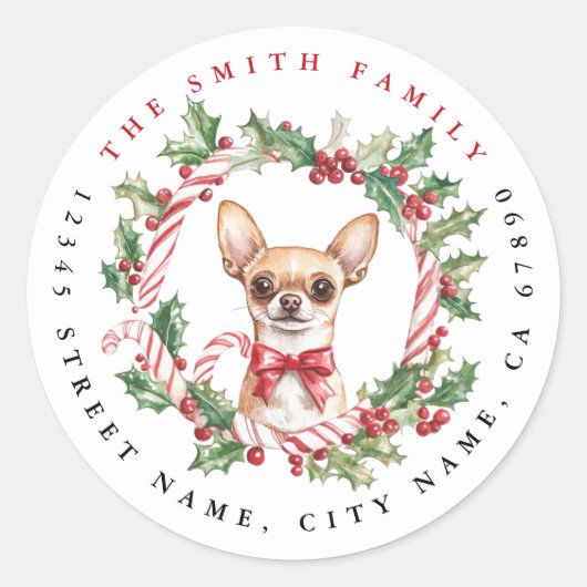 Kerst Chihuahua Ronde Stickers (Voorkant)