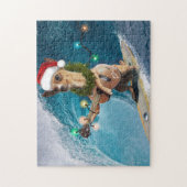 Kerst Chihuahua surfen Legpuzzel (Verticaal)