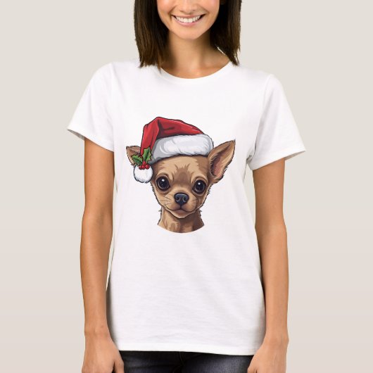 Kerst Chihuahua T-shirt - Tan (Voorkant)