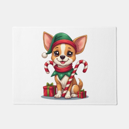Kerst Chihuahua Vrolijkheid Deurmat (Voorkant)