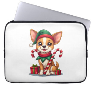 Kerst Chihuahua Vrolijkheid Laptop Sleeve