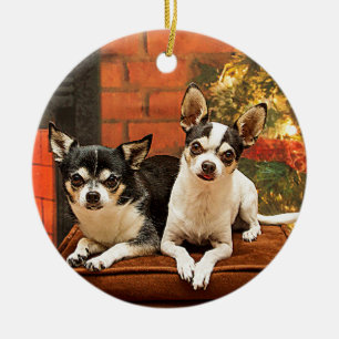 Kerst Chihuahua's Keramisch Ornament