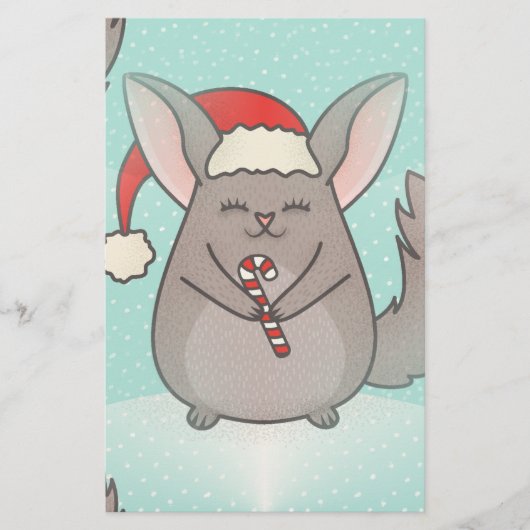 kerst chinchillas briefpapier (Voorkant)