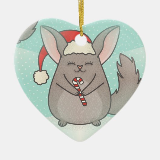 kerst chinchillas keramisch ornament (Voorkant)