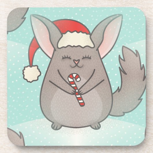 kerst chinchillas onderzetter (Voorkant)