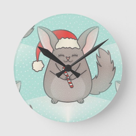 kerst chinchillas ronde klok (Voorkant)