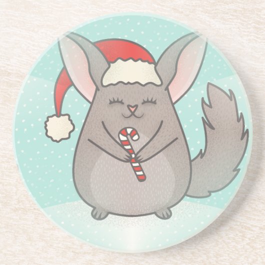 kerst chinchillas zandsteen onderzetter (Voorkant)