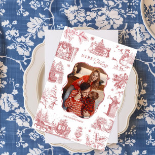 Kerst Chinees Aardewerk Toile Foto Feestdagenkaart