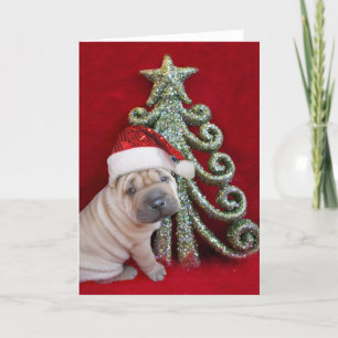 Kerst Chinese shar pei puppy Feestdagen Kaart