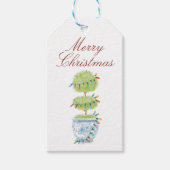Kerst Chinoiserie Gift Label met Topiary Art Cadeaulabel (Voorkant)