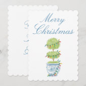 Kerst Chinoiserie Gift Label met Topiary Art Feestdagenkaart (Voorkant / Achterkant)