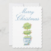 Kerst Chinoiserie Gift Label met Topiary Art Feestdagenkaart (Voorkant)
