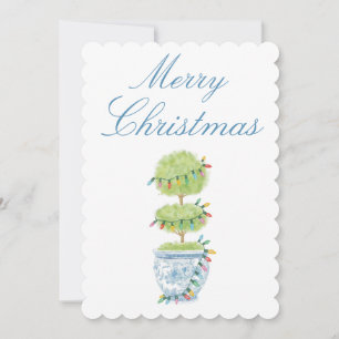 Kerst Chinoiserie Gift Label met Topiary Art Feestdagenkaart