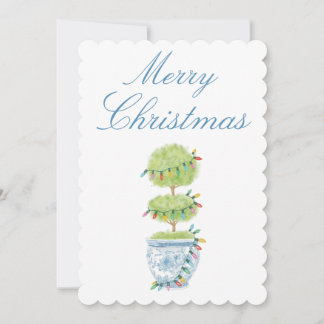 Kerst Chinoiserie Gift Label met Topiary Art Feestdagenkaart