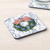 Kerst Chinoiserie Krans, Ginger Jar, Bier Onderzetter (Linkerzijde)