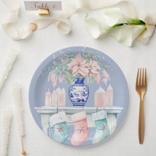 Kerst Chinoiserie open haard papieren Borden Papieren Bordje (Huwelijk)