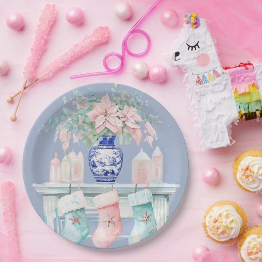 Kerst Chinoiserie open haard papieren Borden Papieren Bordje (Feest)