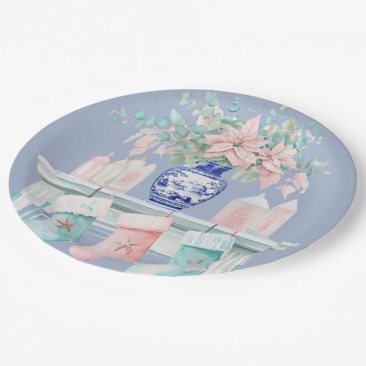 Kerst Chinoiserie open haard papieren Borden Papieren Bordje (Gekanteld)