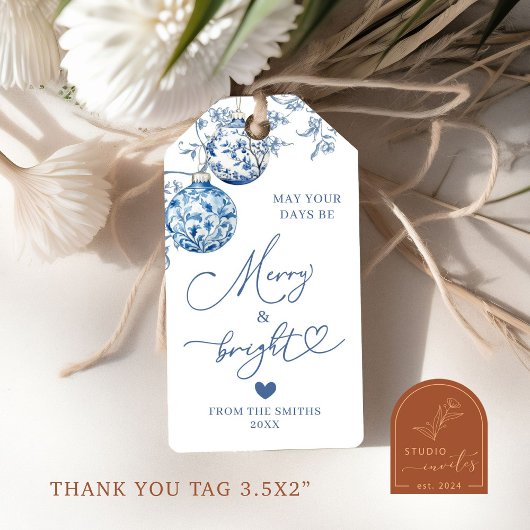 Kerst Chinoiserie Vrolijk en licht vakantie Label Cadeaulabel