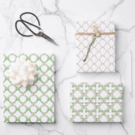 Kerst Chinoisserie Trellis Roze Coquette Bow Inpakpapier Vel