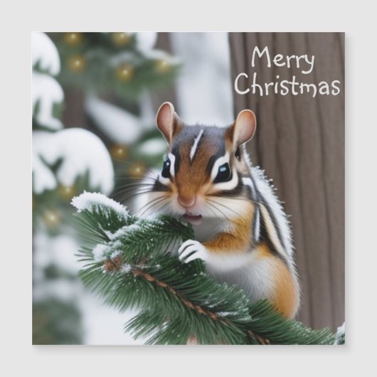 Kerst Chipmunk Magnetische Kaart (Voorkant)
