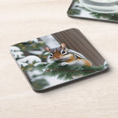Kerst Chipmunk Plastic Onderzetters (Linkerzijde)
