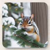 Kerst Chipmunk Plastic Onderzetters (Voorkant)