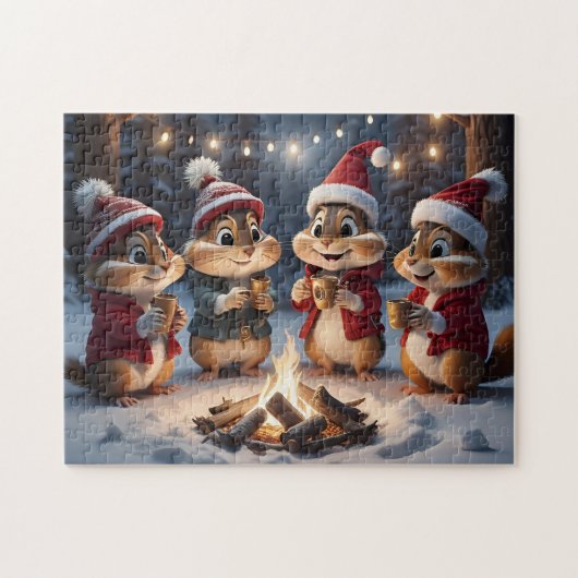 Kerst Chipmunks Puzzel Legpuzzel (Horizontaal)