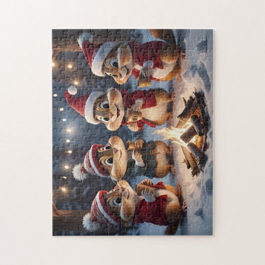 Kerst Chipmunks Puzzel Legpuzzel (Verticaal)