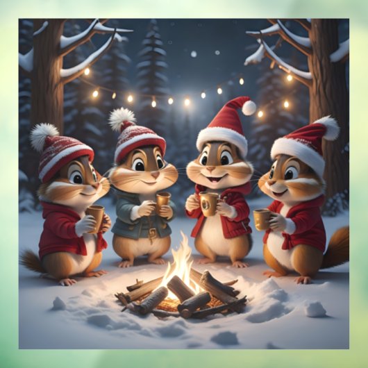 Kerst Chipmunks Venster Cling Raamsticker (Vel 3)