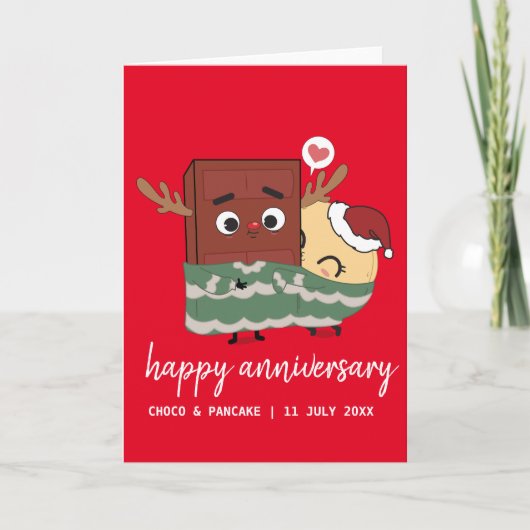 Kerst Choco Pannenkoek Gelukkig Huwelijksjubileum Kaart (Voorkant)