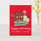 Kerst Choco Pannenkoek Gelukkig Huwelijksjubileum Kaart (Gele Bloem)