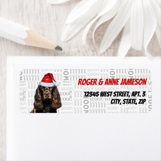 Kerst chocolade Cocker Spaniel retouradres Etiket (Insitu)