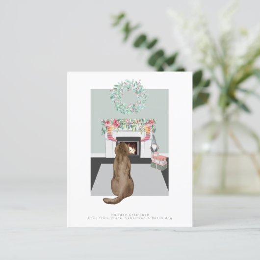 Kerst chocolade labrador hond haard scène (Staand voorkant)