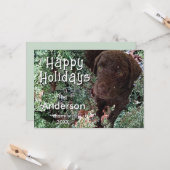 Kerst Chocolade Labrador Hond "Prettige Feestdagen Kaart (Voorkant / Achterkant in situ)