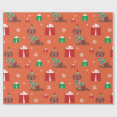 Kerst Chocolade Labrador Patroon Cadeaupapier (Vlak)