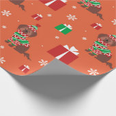 Kerst Chocolade Labrador Patroon Cadeaupapier (Hoek)