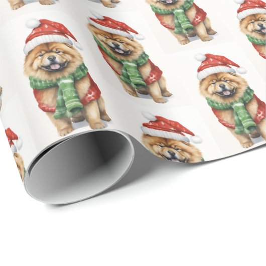 Kerst Chow met wintersjaal Cadeaupapier (Rol Hoek)