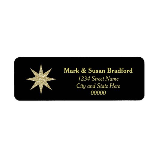Kerst Christelijk retourlabel - Black/Gold Star Etiket (Voorkant)