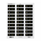 Kerst Christelijk retourlabel - Black/Gold Star Etiket (Full Sheet)